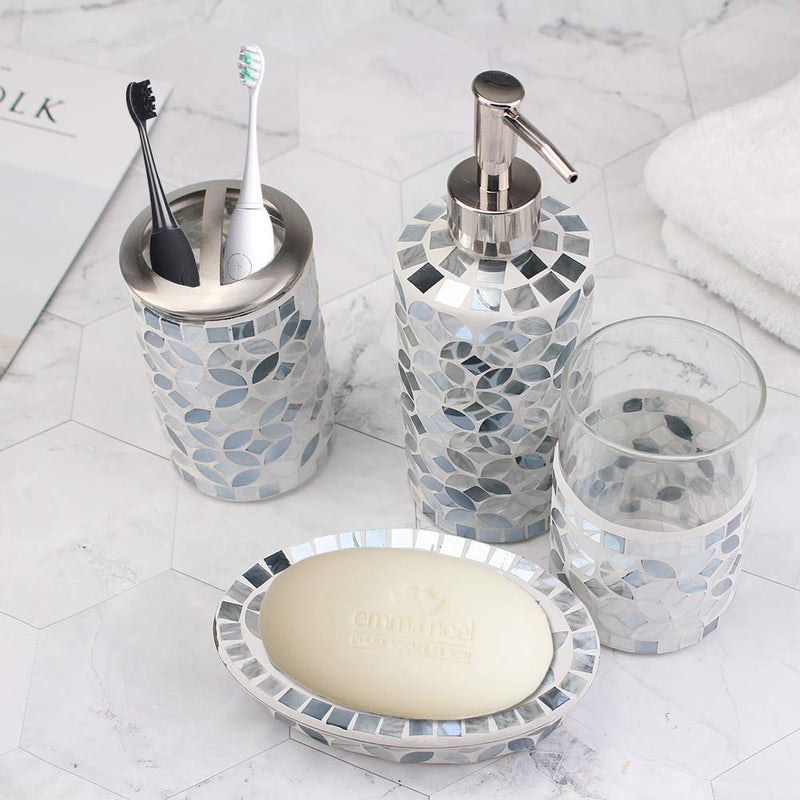 4-Piece Housewares Glass Mosaic Bathroom Set
