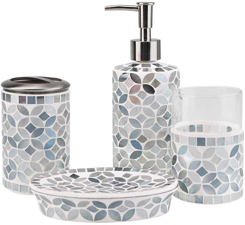 4-Piece Housewares Glass Mosaic Bathroom Set