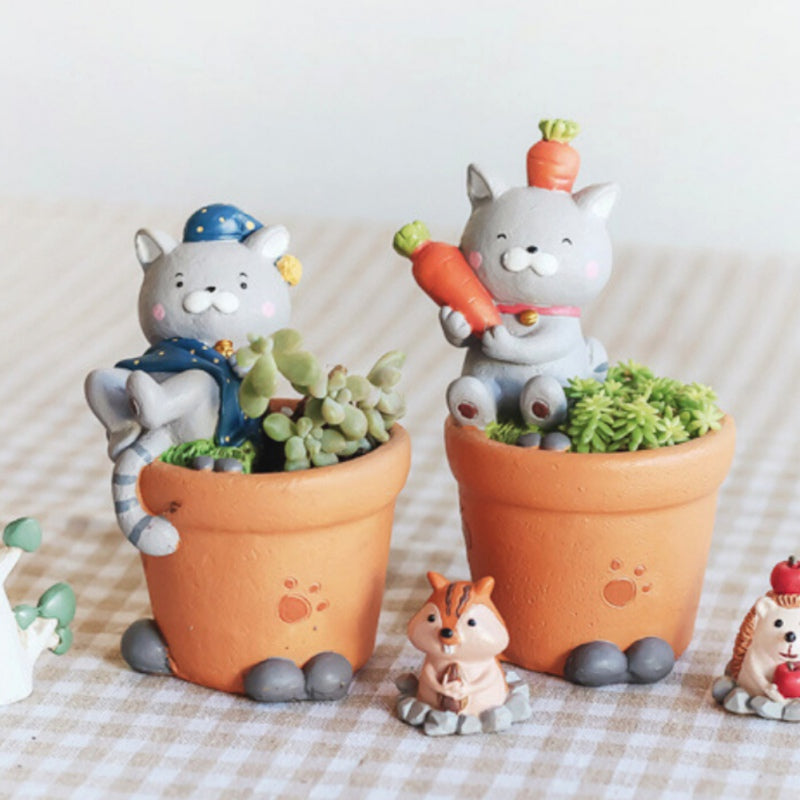 Cartoon Cat Succulent Plant Flower Pot