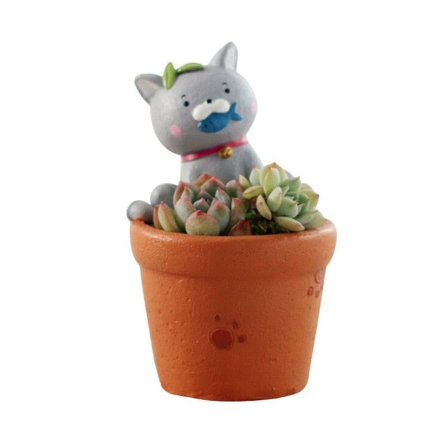 Cartoon Cat Succulent Plant Flower Pot