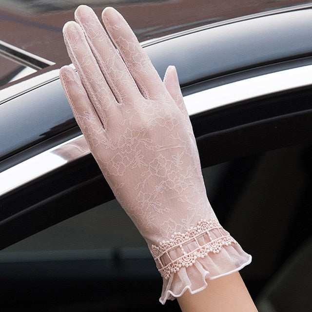 Sunscreen gloves non-slip lace ice silk gloves sexy female thin section summer UV touch screen driving long gloves 03K