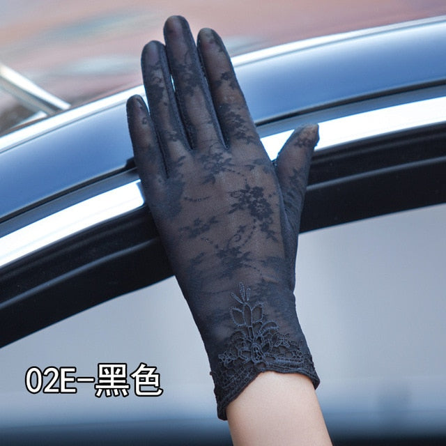 Sunscreen gloves non-slip lace ice silk gloves sexy female thin section summer UV touch screen driving long gloves 03K
