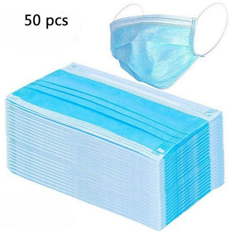 3-Layer Masks, Anti Dust Breathable Earloop Mouth Face Mask, Comfortable Sanitary Mask Blue