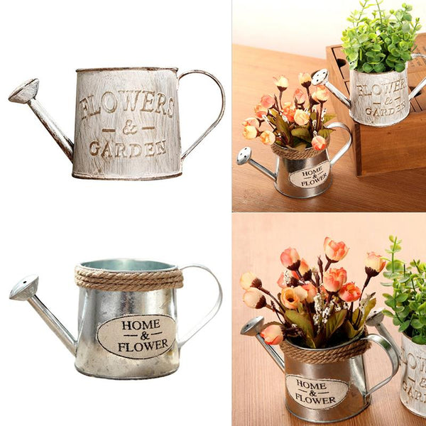 Iron Vintage Bucket Flowerpot Display Garden Flowerpot