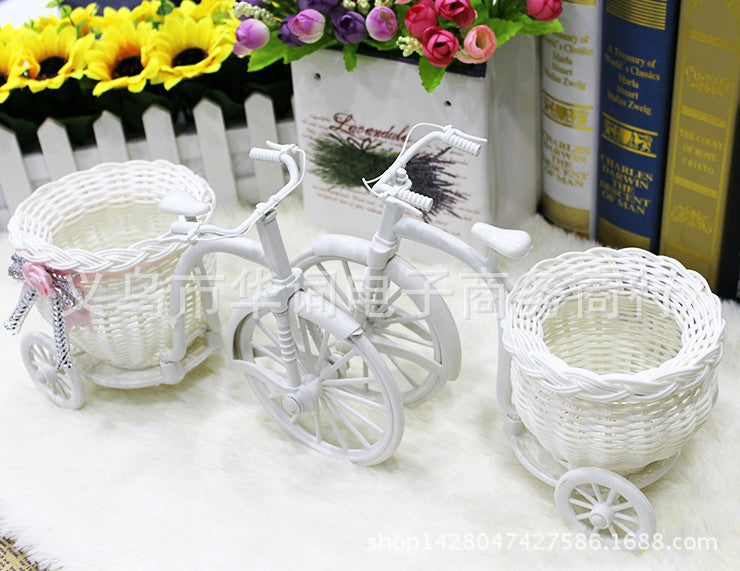 Rattan Bicycle Bike Flower Basket Wedding Decoration