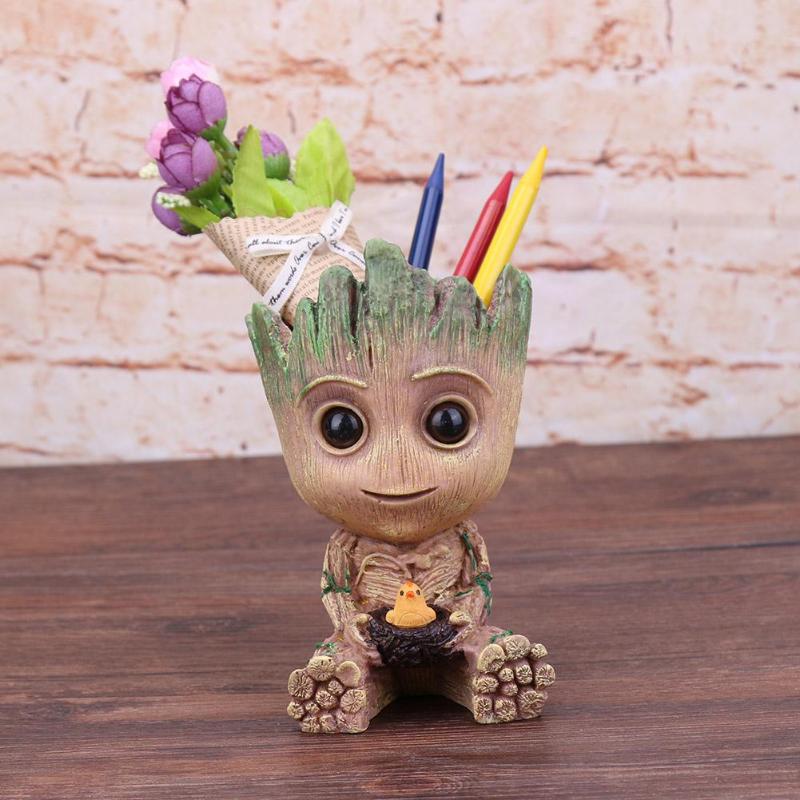 Baby Groot Flowerpot Planter Pen Holder Desktop PVC