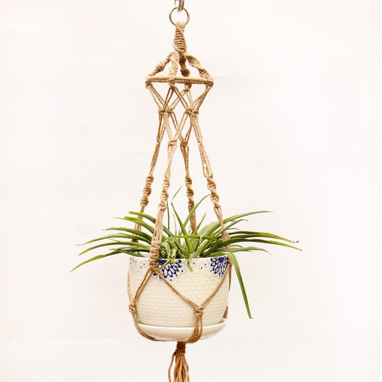 Hand Knitting Natural Cordage Plant Hanger Basket
